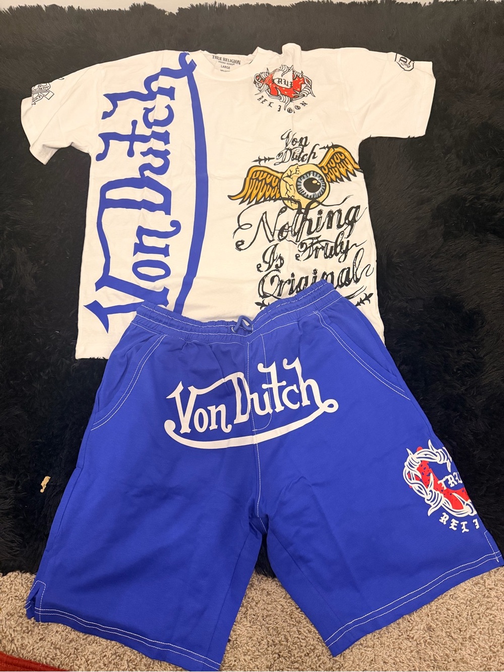 Royal Blue Athletic Shorts with White Logo